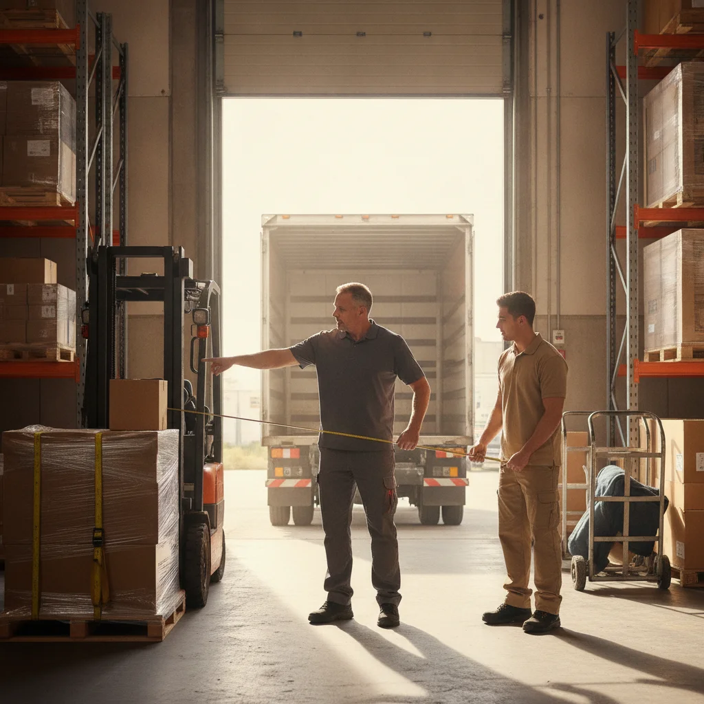 Warehouse manager and mover measuring an access path near a dock